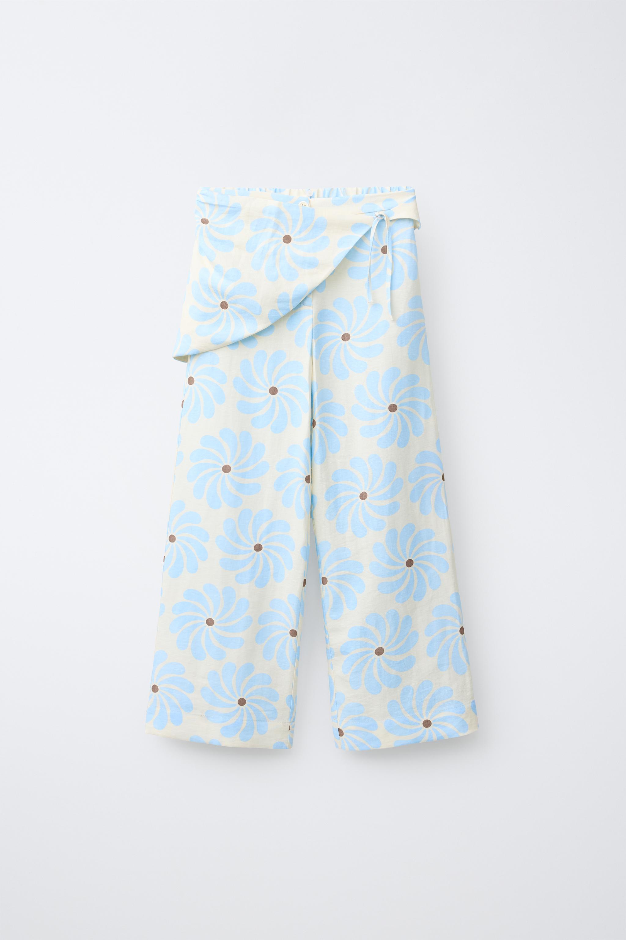 WIDE LEG PANTS WITH DETACHABLE PAREO PRINT
